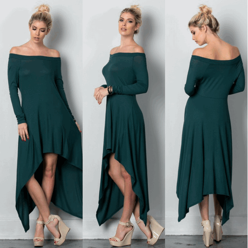 Off-The-Shoulder High-Low Dress